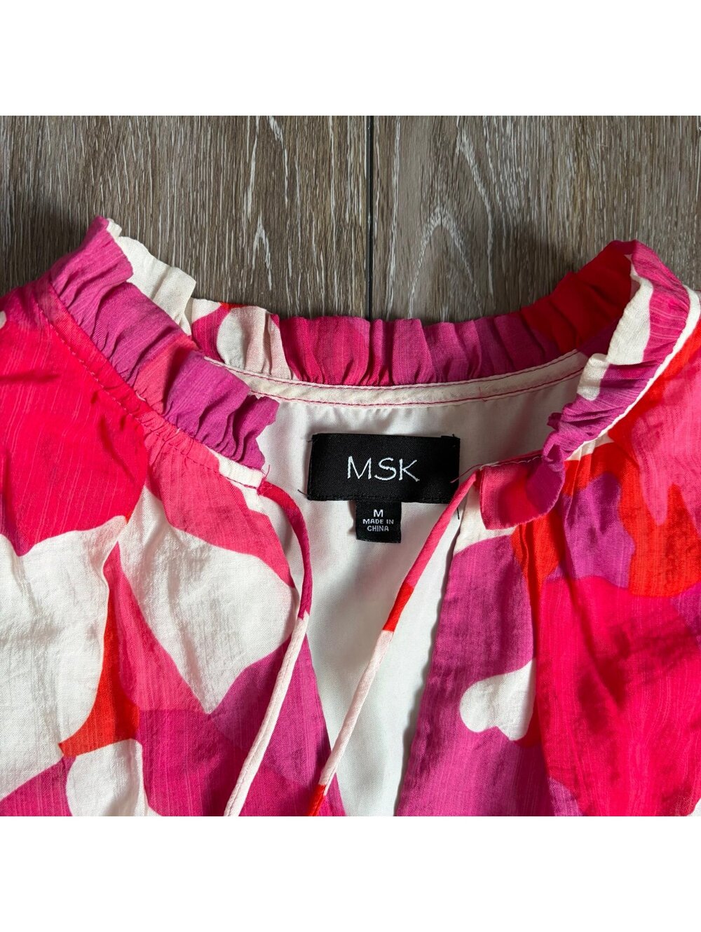 MSK Pink Abstract Tiered Maxi Dress M - Picture 6 of 6
